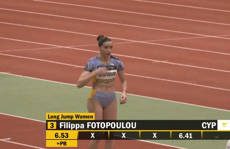 Iσοφάριση παγκύπριου ρεκόρ κλειστού στο μήκος από τη Φιλίππα Φωτοπούλου